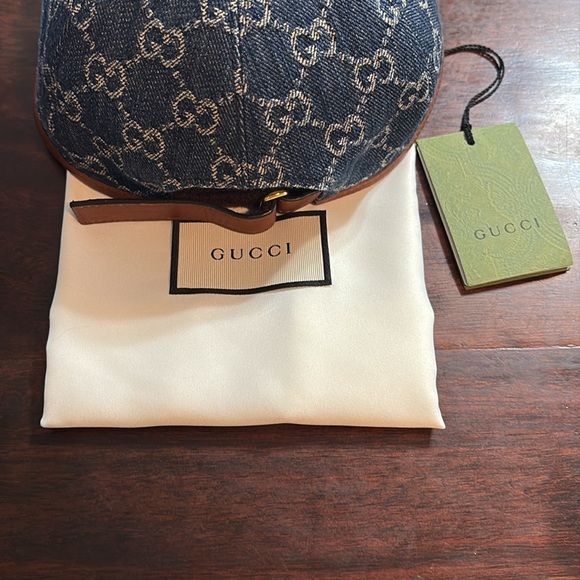GUCCI Denim/Leather Ophidia Baseball Cap/M